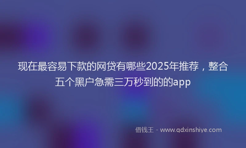 现在最容易下款的网贷有哪些2025年推荐，整合五个黑户急需三万秒到的的app