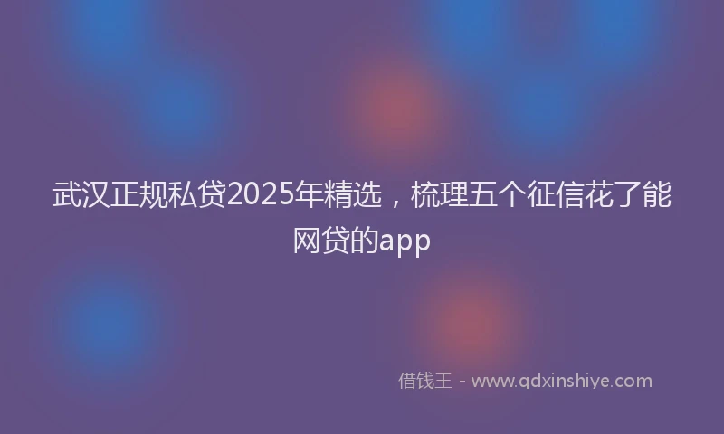武汉正规私贷2025年精选，梳理五个征信花了能网贷的app