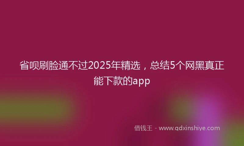 省呗刷脸通不过2025年精选，总结5个网黑真正能下款的app