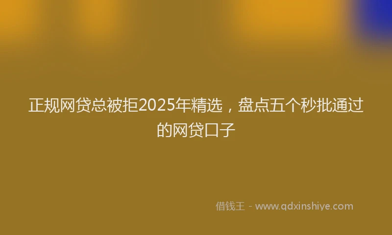 正规网贷总被拒2025年精选，盘点五个秒批通过的网贷口子