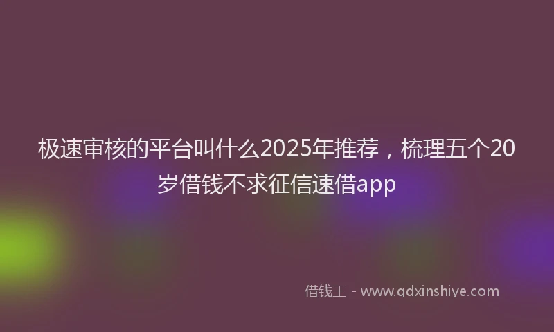 极速审核的平台叫什么2025年推荐，梳理五个20岁借钱不求征信速借app