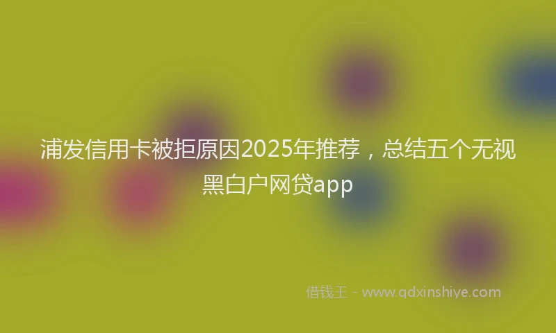 浦发信用卡被拒原因2025年推荐，总结五个无视黑白户网贷app