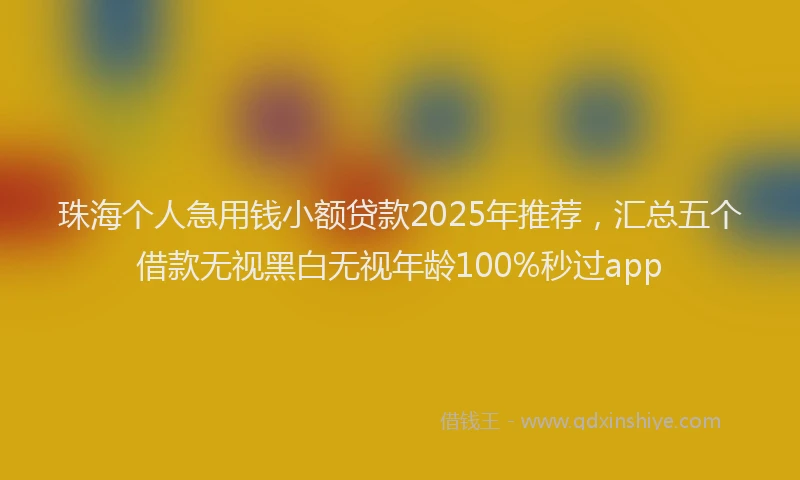 珠海个人急用钱小额贷款2025年推荐，汇总五个借款无视黑白无视年龄100%秒过app