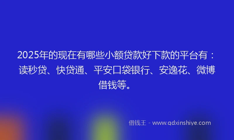 2025年的现在有哪些小额贷款好下款的平台有：读秒贷、快贷通、平安口袋银行、安逸花、微博借钱等。