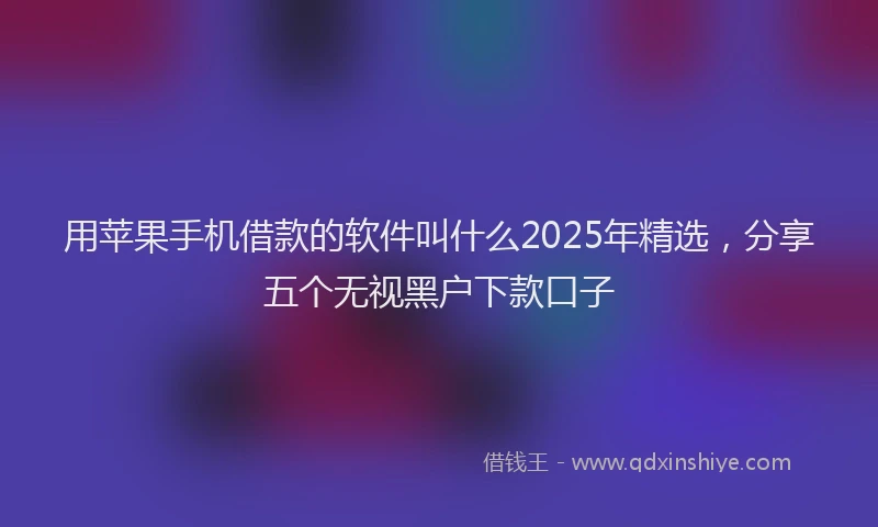 用苹果手机借款的软件叫什么2025年精选，分享五个无视黑户下款口子