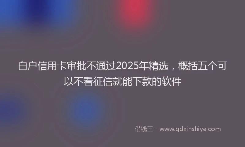 白户信用卡审批不通过2025年精选，概括五个可以不看征信就能下款的软件