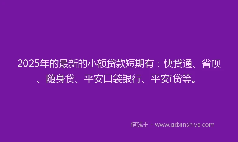 2025年的最新的小额贷款短期有：快贷通、省呗、随身贷、平安口袋银行、平安i贷等。
