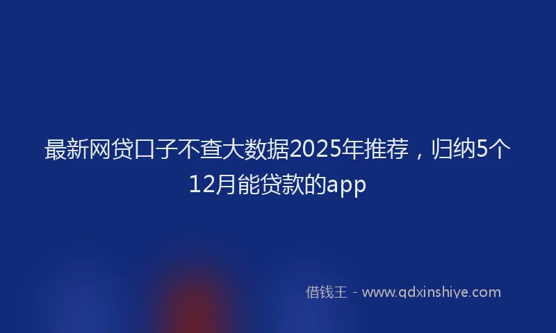 最新网贷口子不查大数据2025年推荐，归纳5个12月能贷款的app