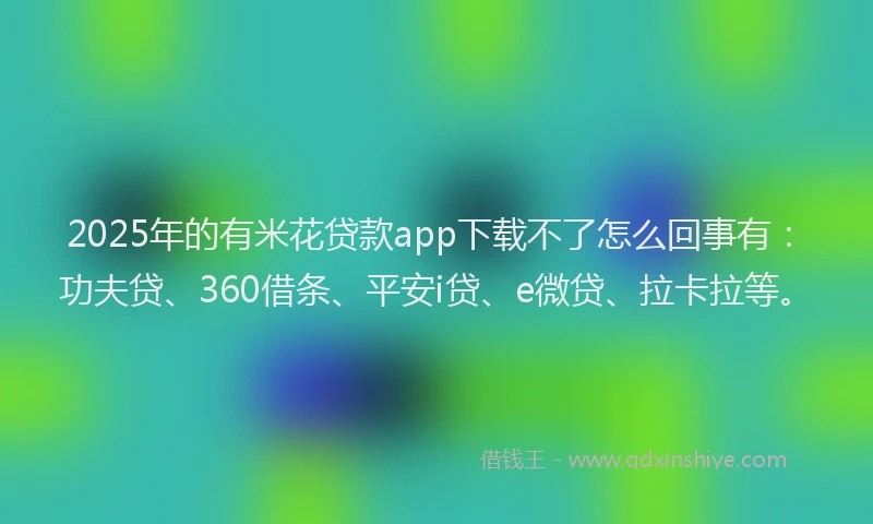 2025年的有米花贷款app下载不了怎么回事有：功夫贷、360借条、平安i贷、e微贷、拉卡拉等。