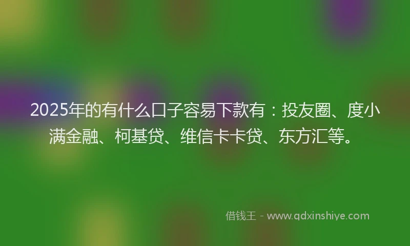 2025年的有什么口子容易下款有：投友圈、度小满金融、柯基贷、维信卡卡贷、东方汇等。