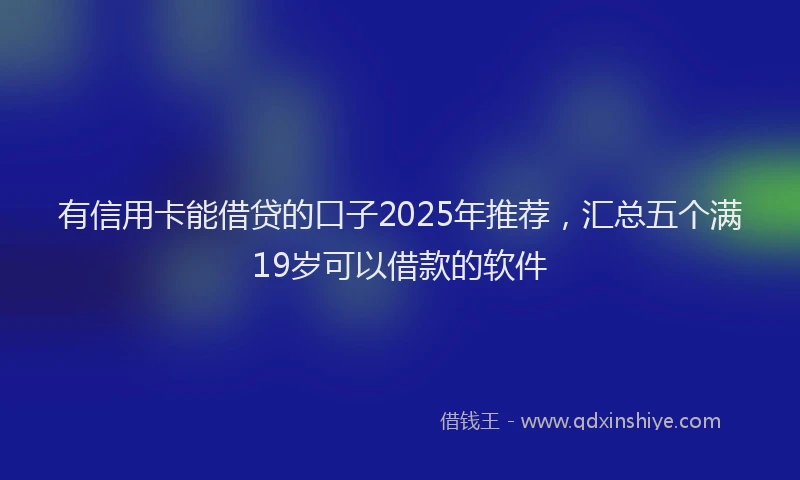 有信用卡能借贷的口子2025年推荐，汇总五个满19岁可以借款的软件