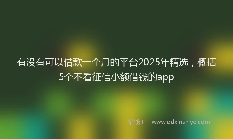 有没有可以借款一个月的平台2025年精选，概括5个不看征信小额借钱的app