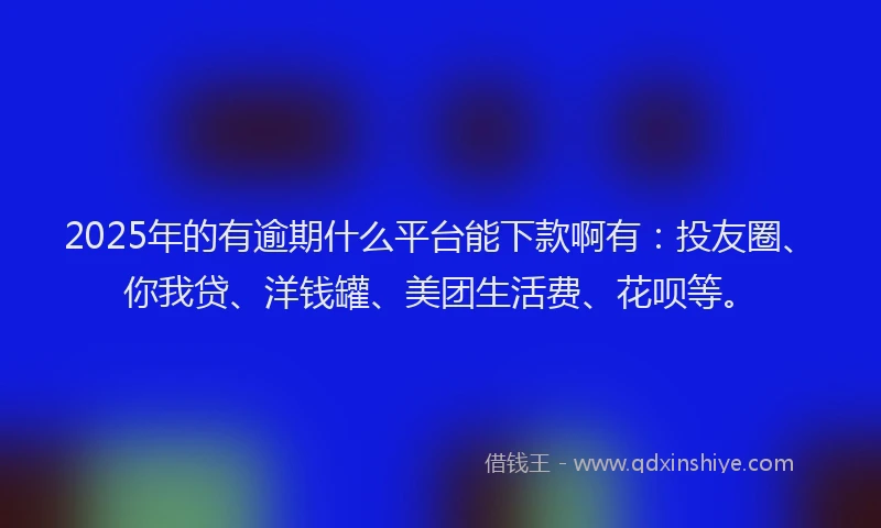 2025年的有逾期什么平台能下款啊有：投友圈、你我贷、洋钱罐、美团生活费、花呗等。