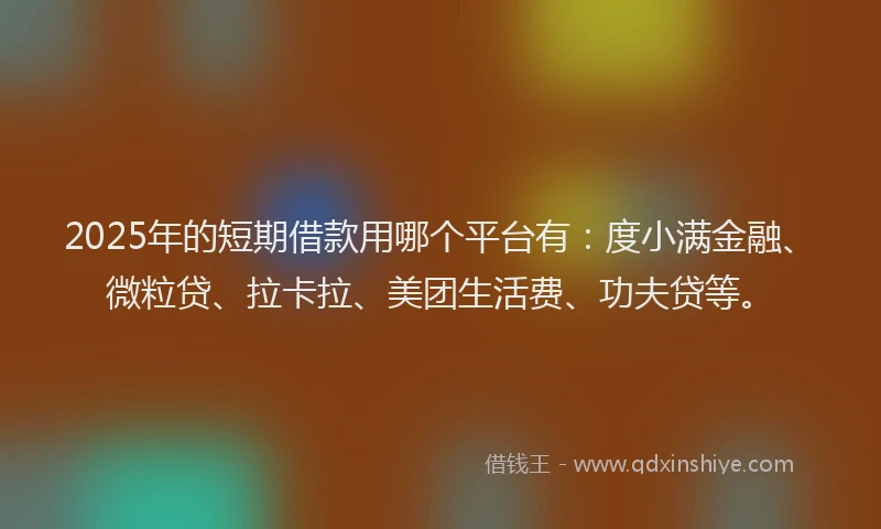 2025年的短期借款用哪个平台有：度小满金融、微粒贷、拉卡拉、美团生活费、功夫贷等。