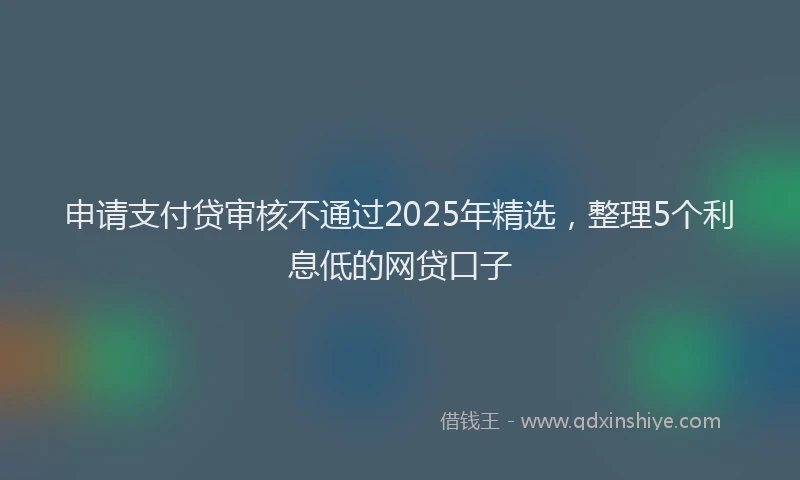 申请支付贷审核不通过2025年精选，整理5个利息低的网贷口子