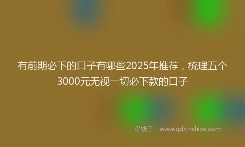 有前期必下的口子有哪些2025年推荐，梳理五个3000元无视一切必下款的口子