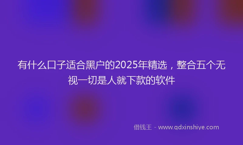 有什么口子适合黑户的2025年精选，整合五个无视一切是人就下款的软件