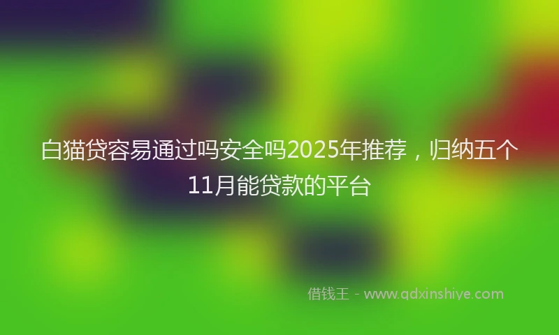 白猫贷容易通过吗安全吗2025年推荐，归纳五个11月能贷款的平台