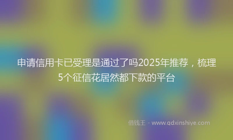 申请信用卡已受理是通过了吗2025年推荐，梳理5个征信花居然都下款的平台