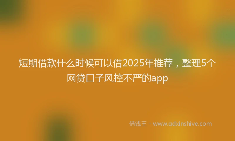 短期借款什么时候可以借2025年推荐，整理5个网贷口子风控不严的app