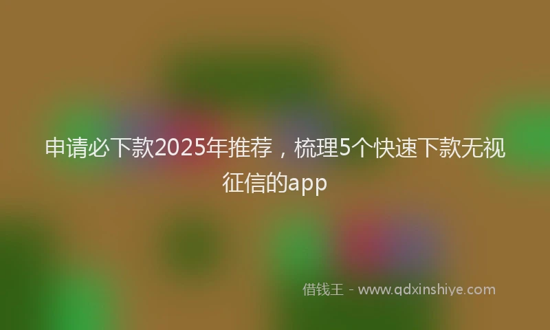 申请必下款2025年推荐，梳理5个快速下款无视征信的app