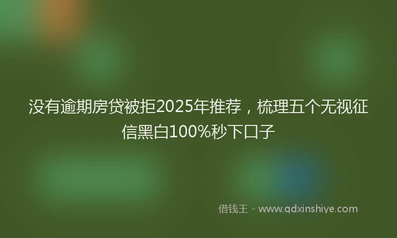 没有逾期房贷被拒2025年推荐，梳理五个无视征信黑白100%秒下口子