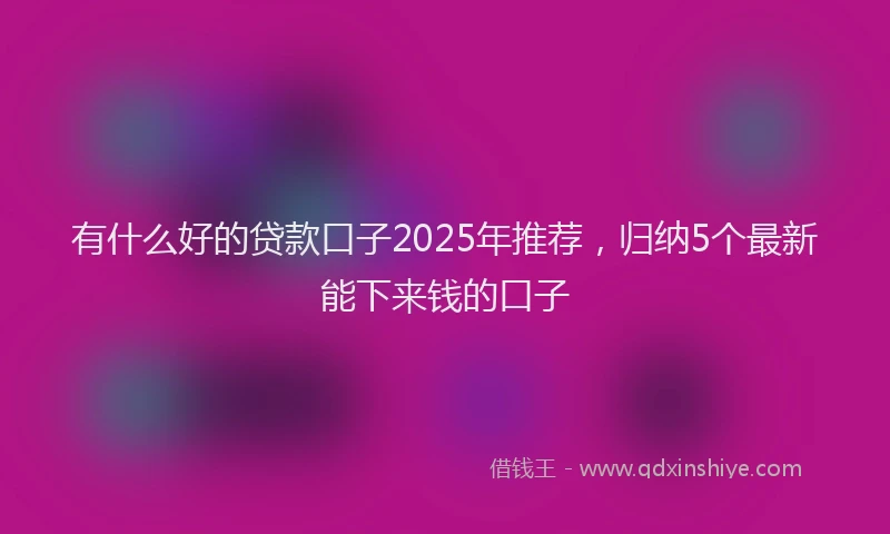 有什么好的贷款口子2025年推荐，归纳5个最新能下来钱的口子