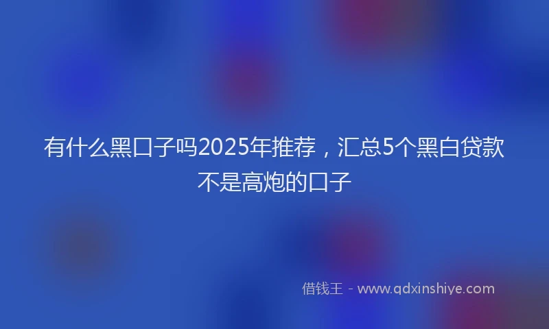 有什么黑口子吗2025年推荐，汇总5个黑白贷款不是高炮的口子