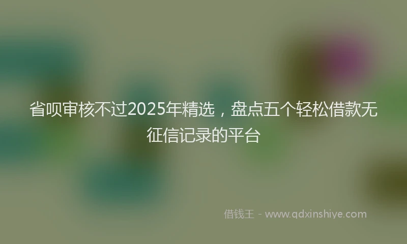 省呗审核不过2025年精选，盘点五个轻松借款无征信记录的平台