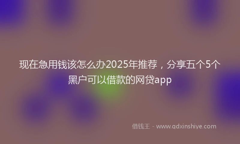 现在急用钱该怎么办2025年推荐，分享五个5个黑户可以借款的网贷app