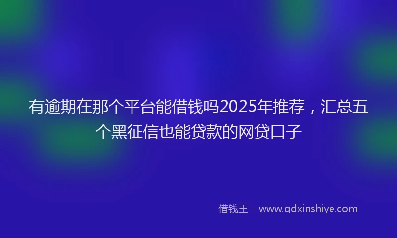 有逾期在那个平台能借钱吗2025年推荐，汇总五个黑征信也能贷款的网贷口子