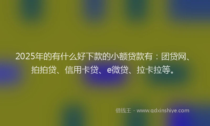 2025年的有什么好下款的小额贷款有：团贷网、拍拍贷、信用卡贷、e微贷、拉卡拉等。