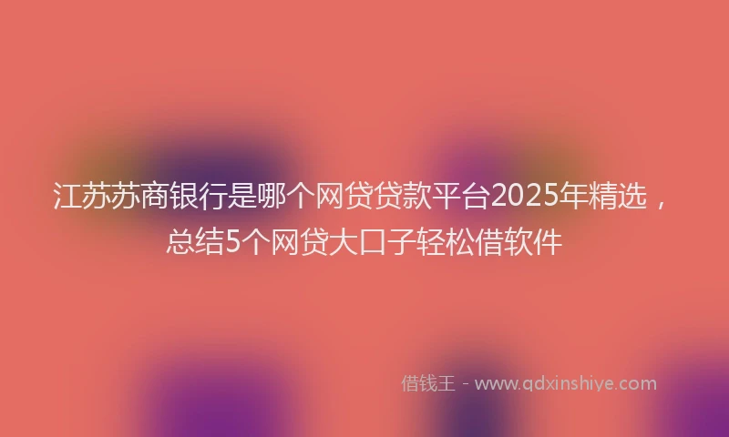 江苏苏商银行是哪个网贷贷款平台2025年精选，总结5个网贷大口子轻松借软件