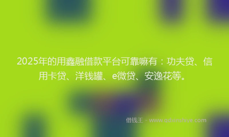 2025年的用鑫融借款平台可靠嘛有：功夫贷、信用卡贷、洋钱罐、e微贷、安逸花等。