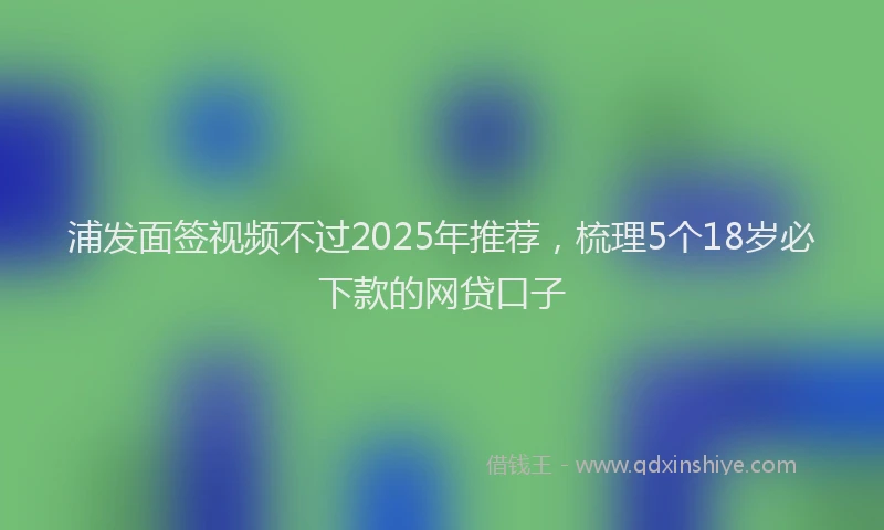 浦发面签视频不过2025年推荐，梳理5个18岁必下款的网贷口子