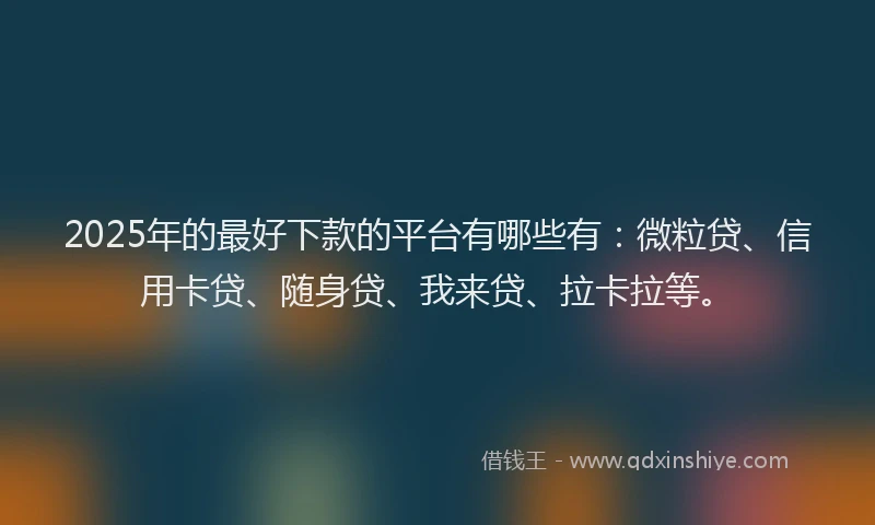 2025年的最好下款的平台有哪些有：微粒贷、信用卡贷、随身贷、我来贷、拉卡拉等。
