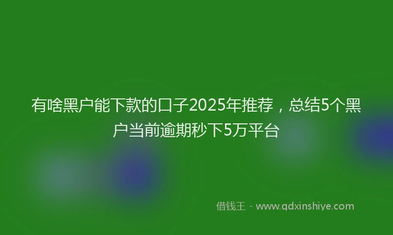 有啥黑户能下款的口子2025年推荐，总结5个黑户当前逾期秒下5万平台