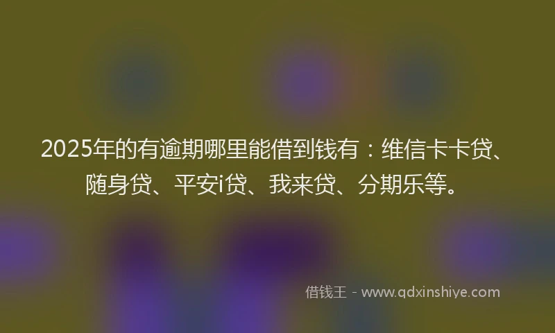 2025年的有逾期哪里能借到钱有：维信卡卡贷、随身贷、平安i贷、我来贷、分期乐等。