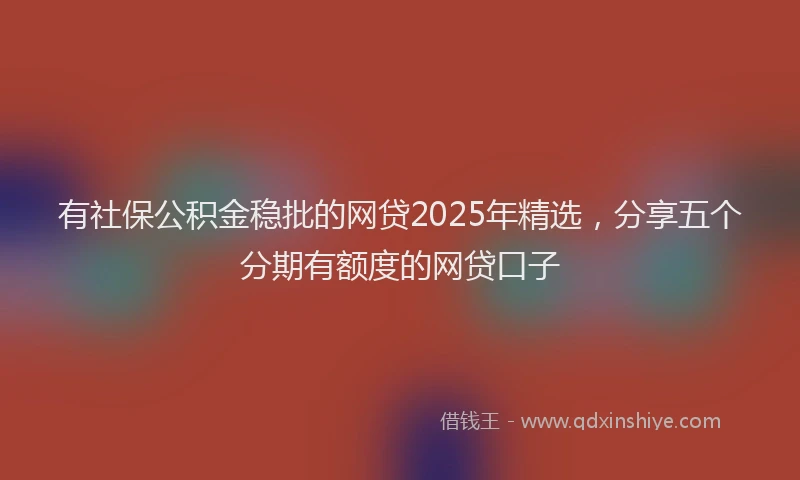 有社保公积金稳批的网贷2025年精选，分享五个分期有额度的网贷口子