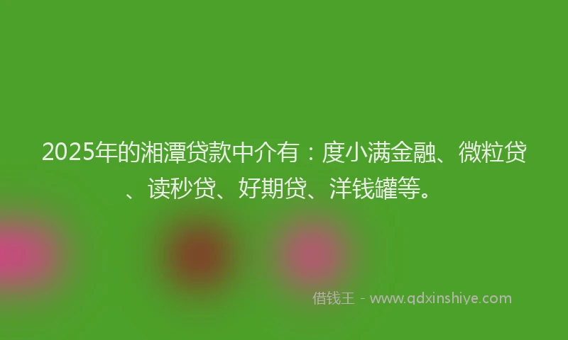 2025年的湘潭贷款中介有：度小满金融、微粒贷、读秒贷、好期贷、洋钱罐等。