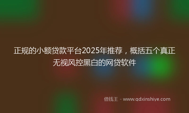 正规的小额贷款平台2025年推荐，概括五个真正无视风控黑白的网贷软件