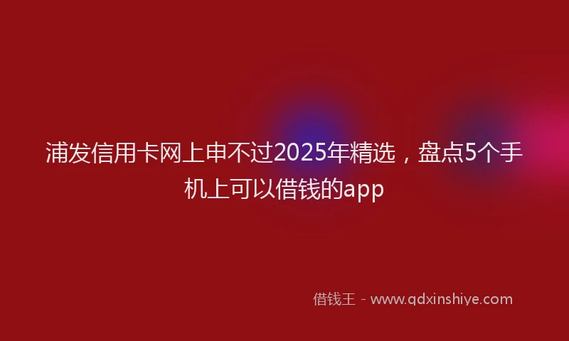 浦发信用卡网上申不过2025年精选，盘点5个手机上可以借钱的app