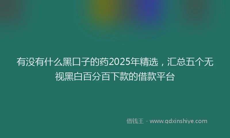 有没有什么黑口子的药2025年精选，汇总五个无视黑白百分百下款的借款平台