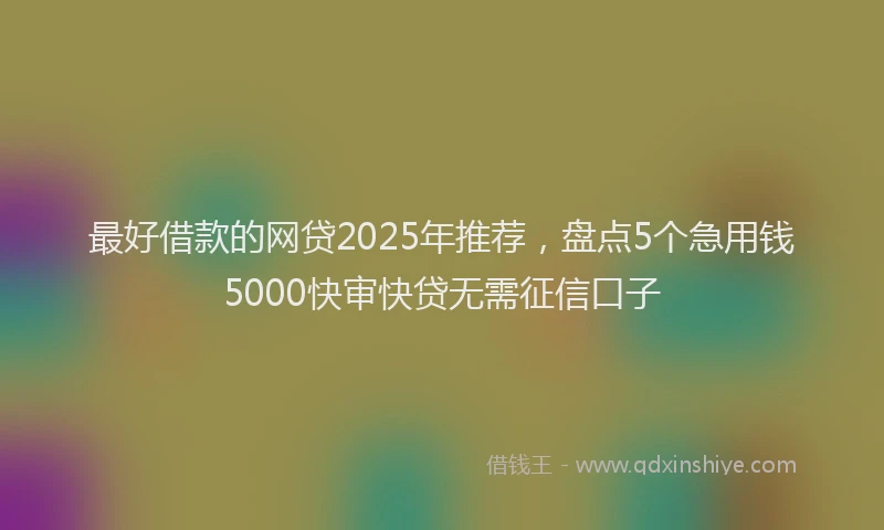 最好借款的网贷2025年推荐，盘点5个急用钱5000快审快贷无需征信口子