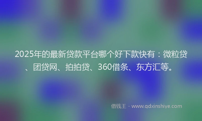 2025年的最新贷款平台哪个好下款快有：微粒贷、团贷网、拍拍贷、360借条、东方汇等。