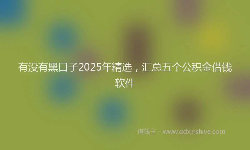 有没有黑口子2025年精选，汇总五个公积金借钱软件