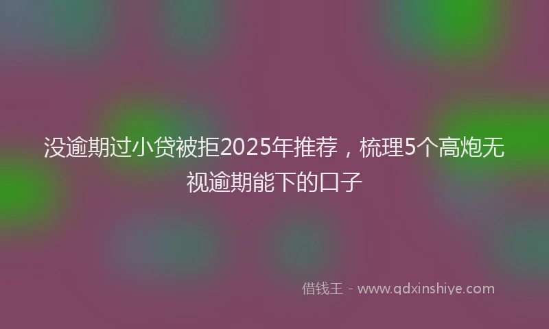 没逾期过小贷被拒2025年推荐，梳理5个高炮无视逾期能下的口子