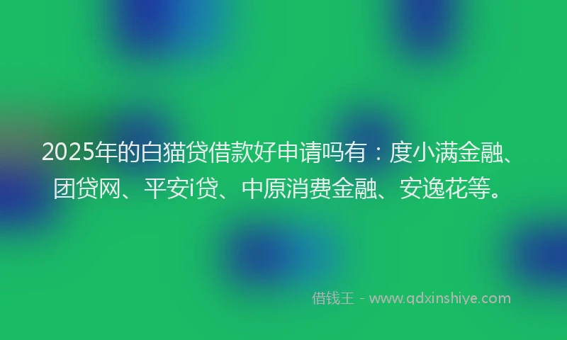 2025年的白猫贷借款好申请吗有：度小满金融、团贷网、平安i贷、中原消费金融、安逸花等。