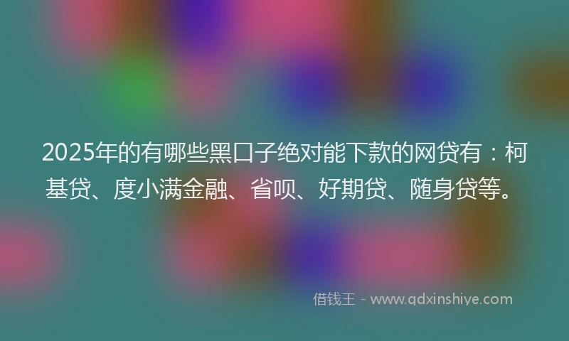 2025年的有哪些黑口子绝对能下款的网贷有：柯基贷、度小满金融、省呗、好期贷、随身贷等。