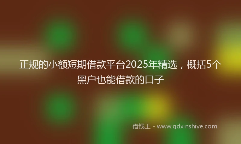 正规的小额短期借款平台2025年精选，概括5个黑户也能借款的口子